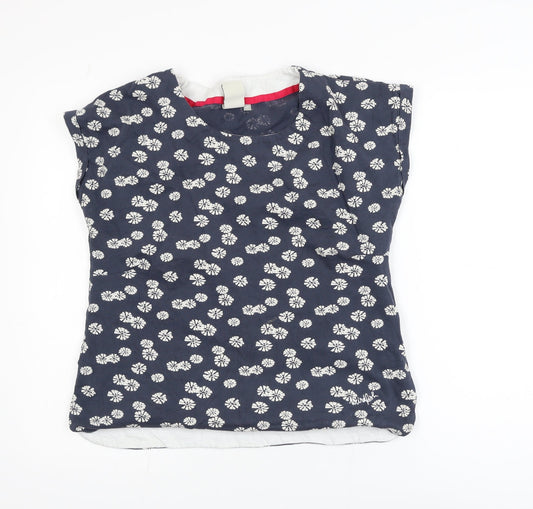 Weird Fish Womens Blue Floral Cotton Blouse Size 12