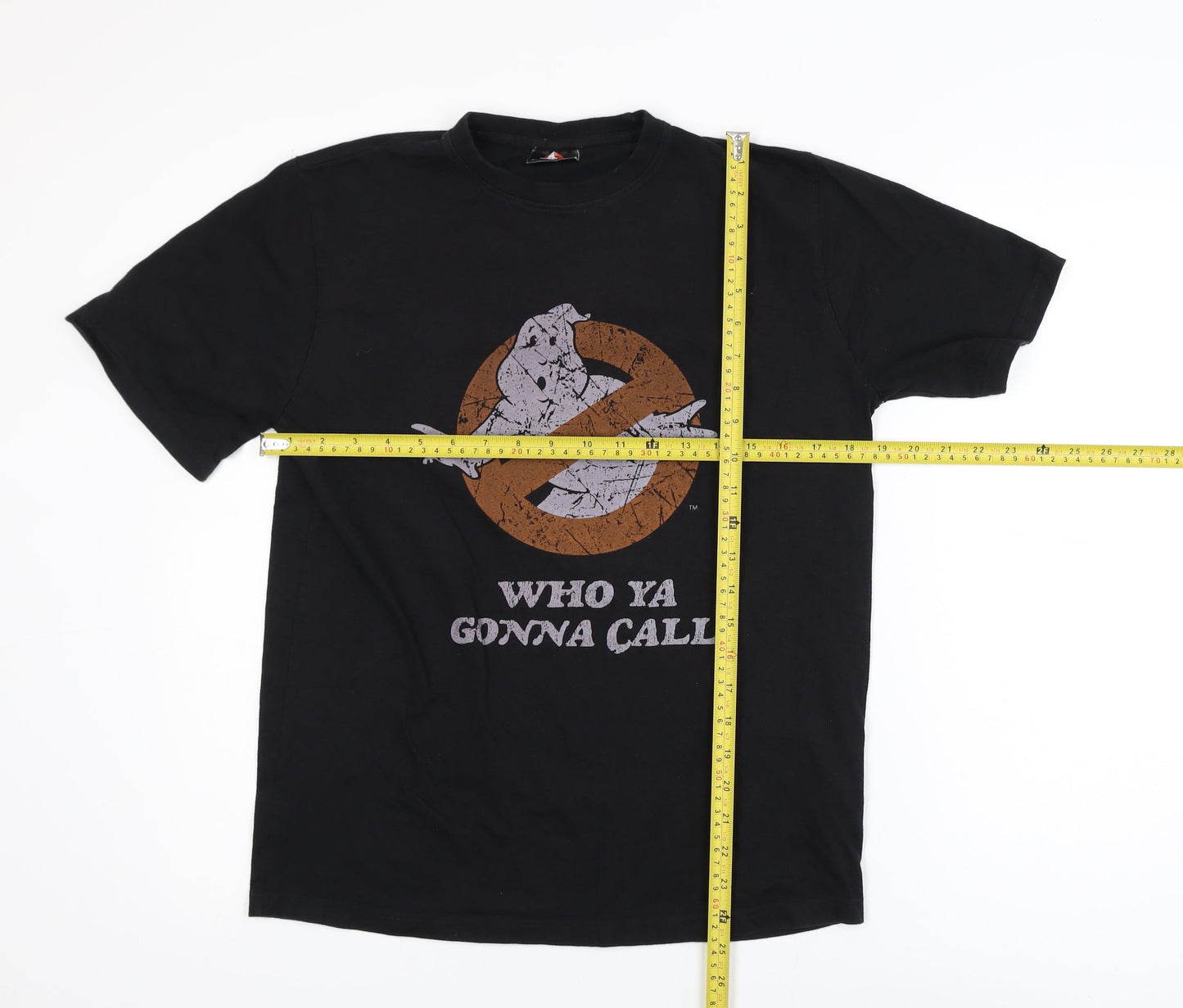 Ghostbusters Men Black Small Crew Neck Graphic Cotton T-Shirt