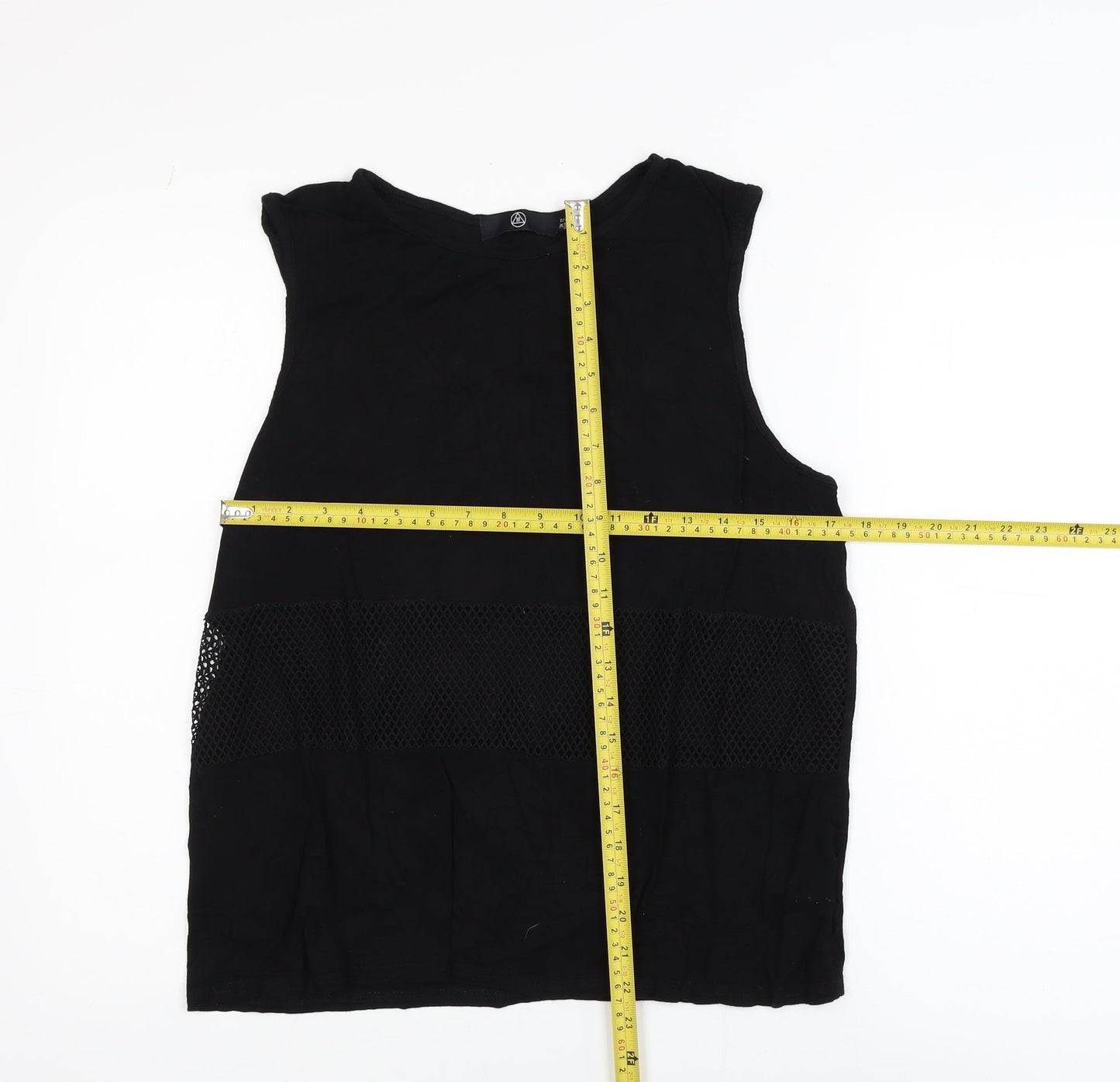 Missguided Women’s Black Size 12 Sleeveless Mesh Panel Tank Top