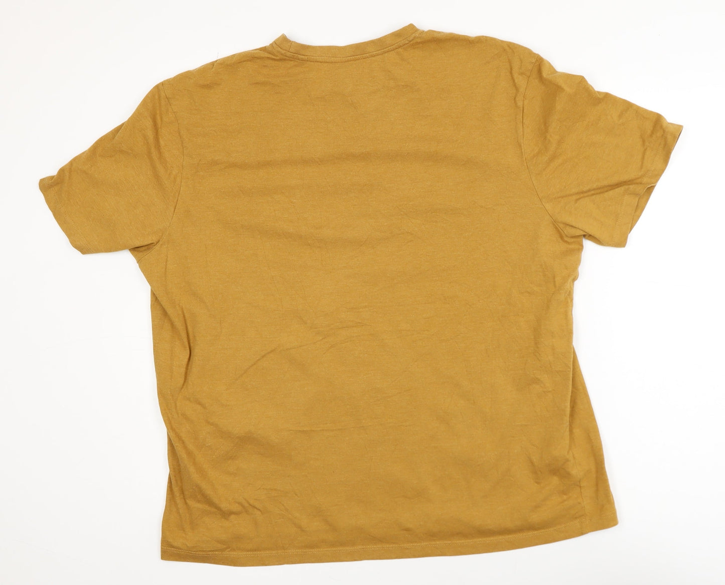 Easy Men's Mustard Graphic Print Crew Neck T-Shirt XL Cotton Blend