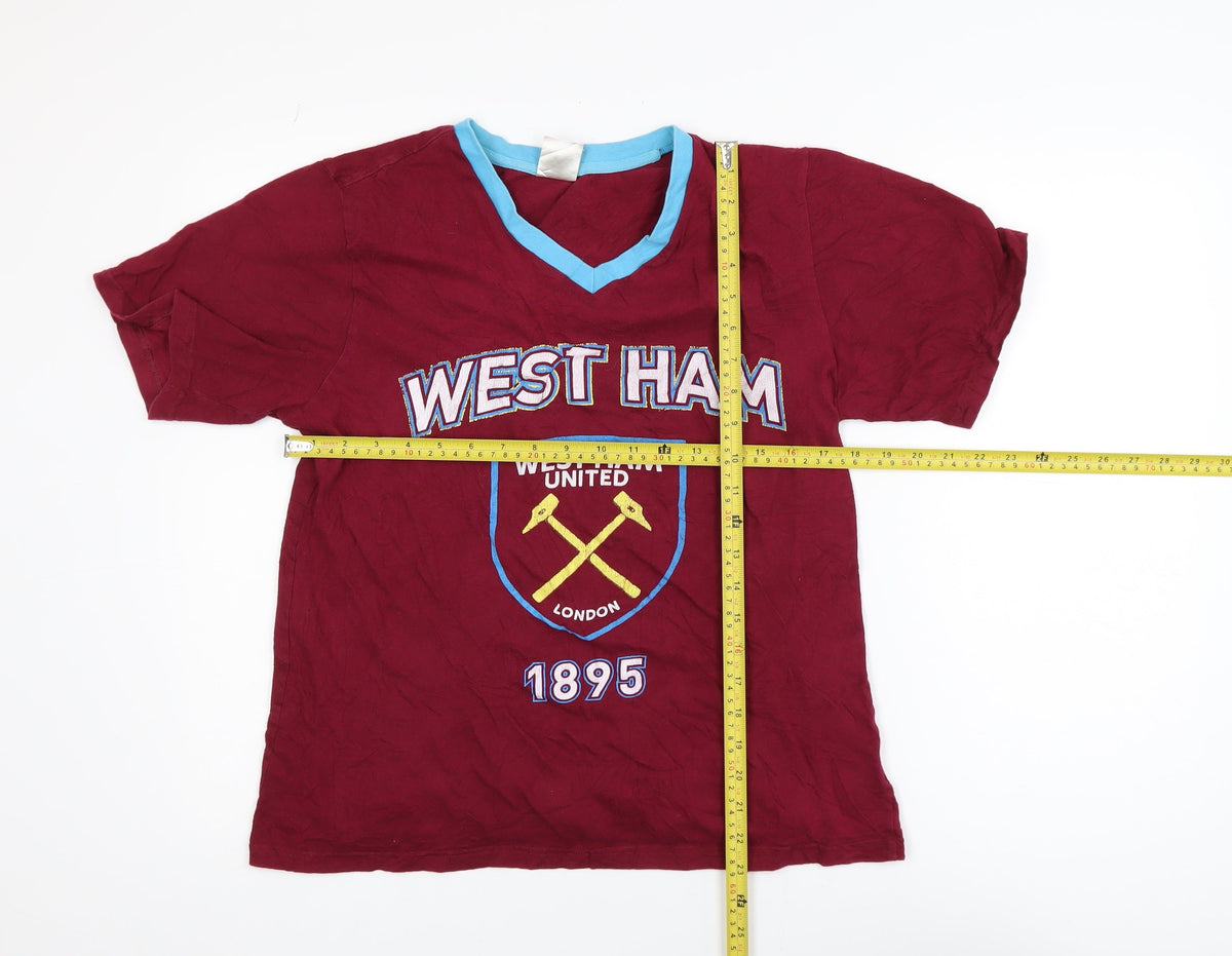 West Ham United Boys Red Small V-Neck Short Sleeve Football T-Shirt