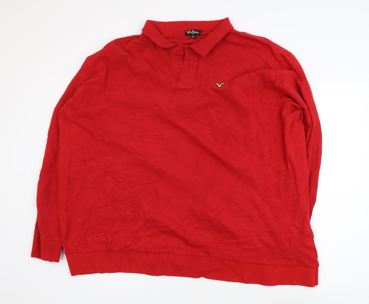 Voi Jeans Men's Red 3XL Long Sleeve Cotton Polo Shirt
