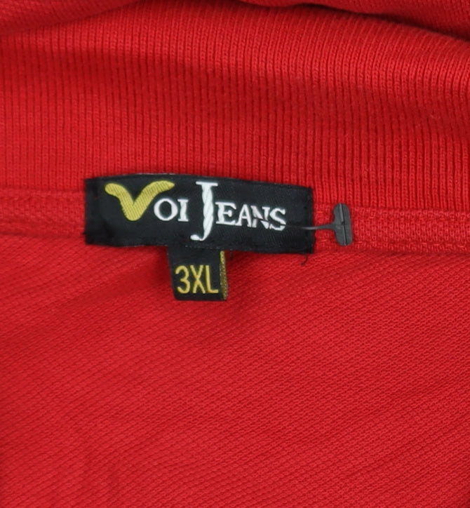Voi Jeans Men's Red 3XL Long Sleeve Cotton Polo Shirt