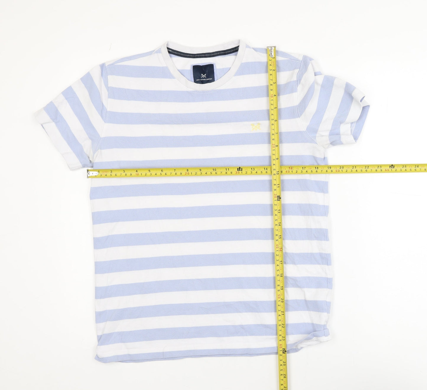 Crew Clothing Company Men's Blue White Striped Cotton T-Shirt M