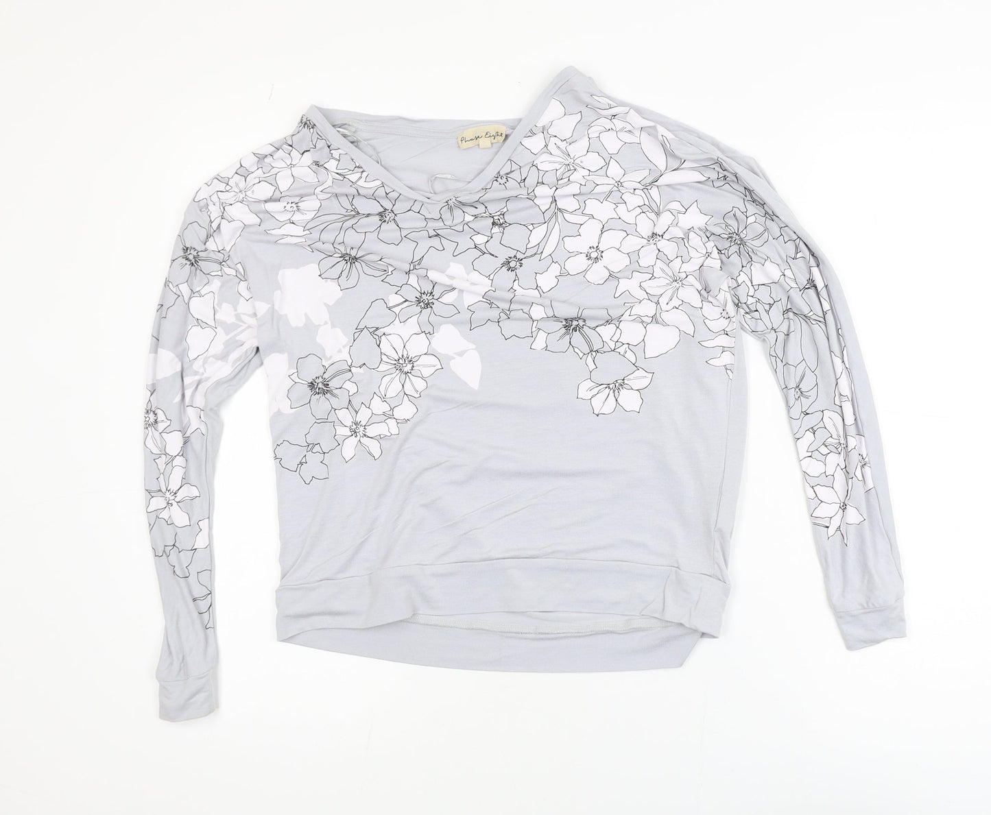 Phase Eight Womens Grey Floral Jersey Long Sleeve Blouse UK 14