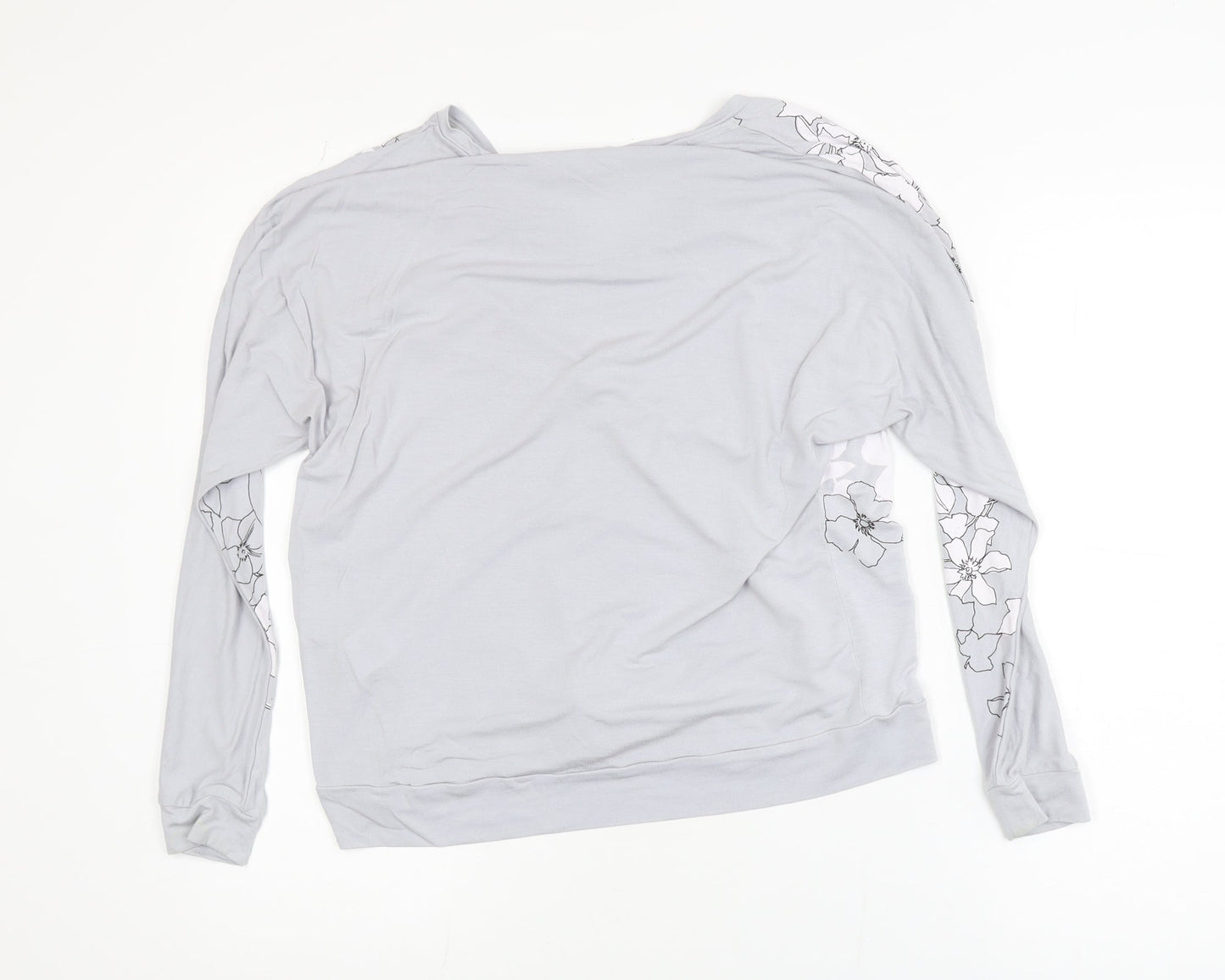 Phase Eight Womens Grey Floral Jersey Long Sleeve Blouse UK 14