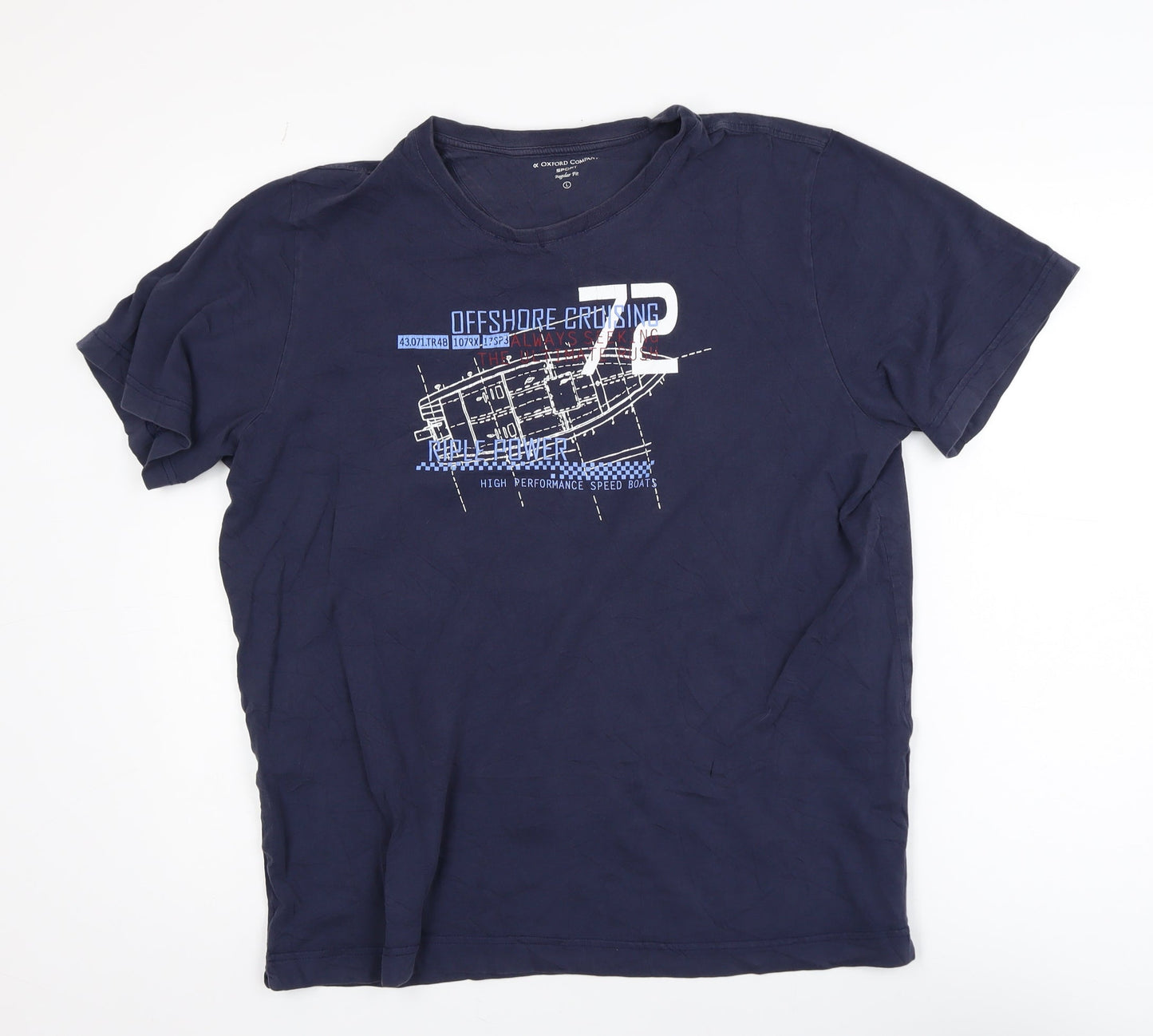 Oxford Company Men's Blue Graphic Regular Fit T-Shirt L