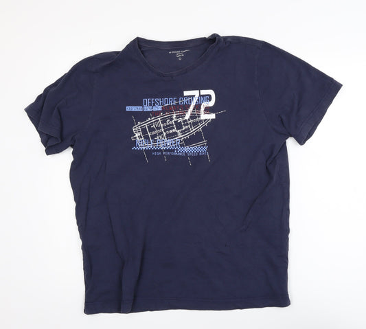 Oxford Company Men's Blue Graphic Regular Fit T-Shirt L