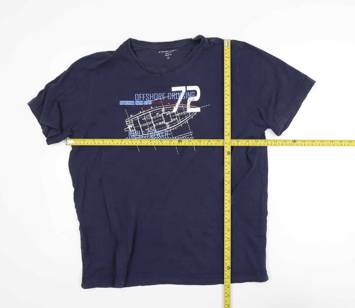Oxford Company Men's Blue Graphic Regular Fit T-Shirt L