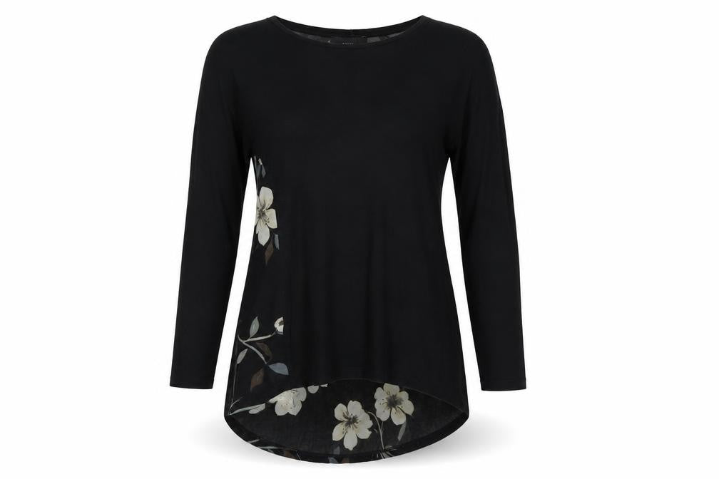 Next Womens Black Floral Long Sleeve Tunic Blouse Size 14