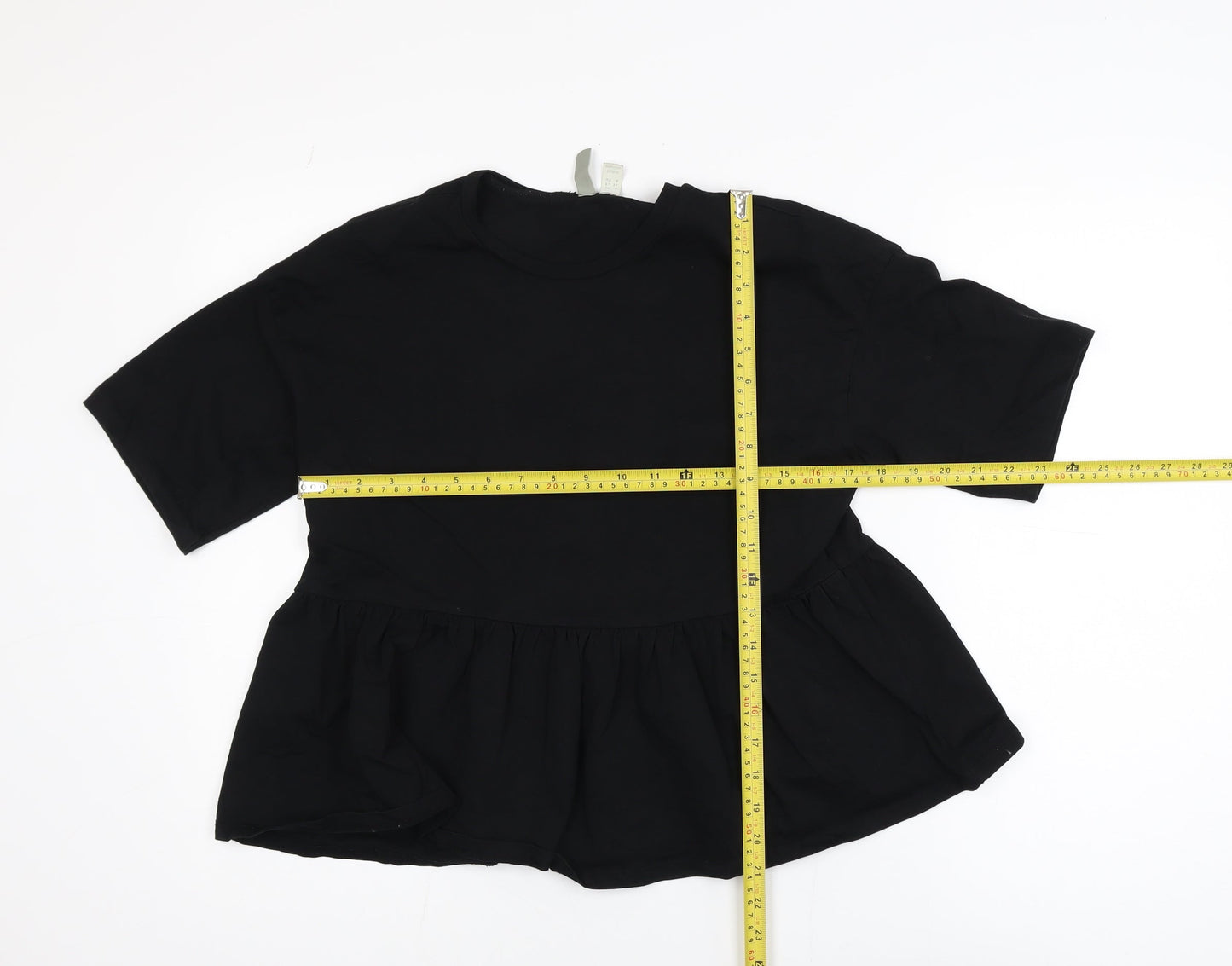 ASOS Women’s Black Peplum Blouse Size 8 Short Sleeve Casual Top