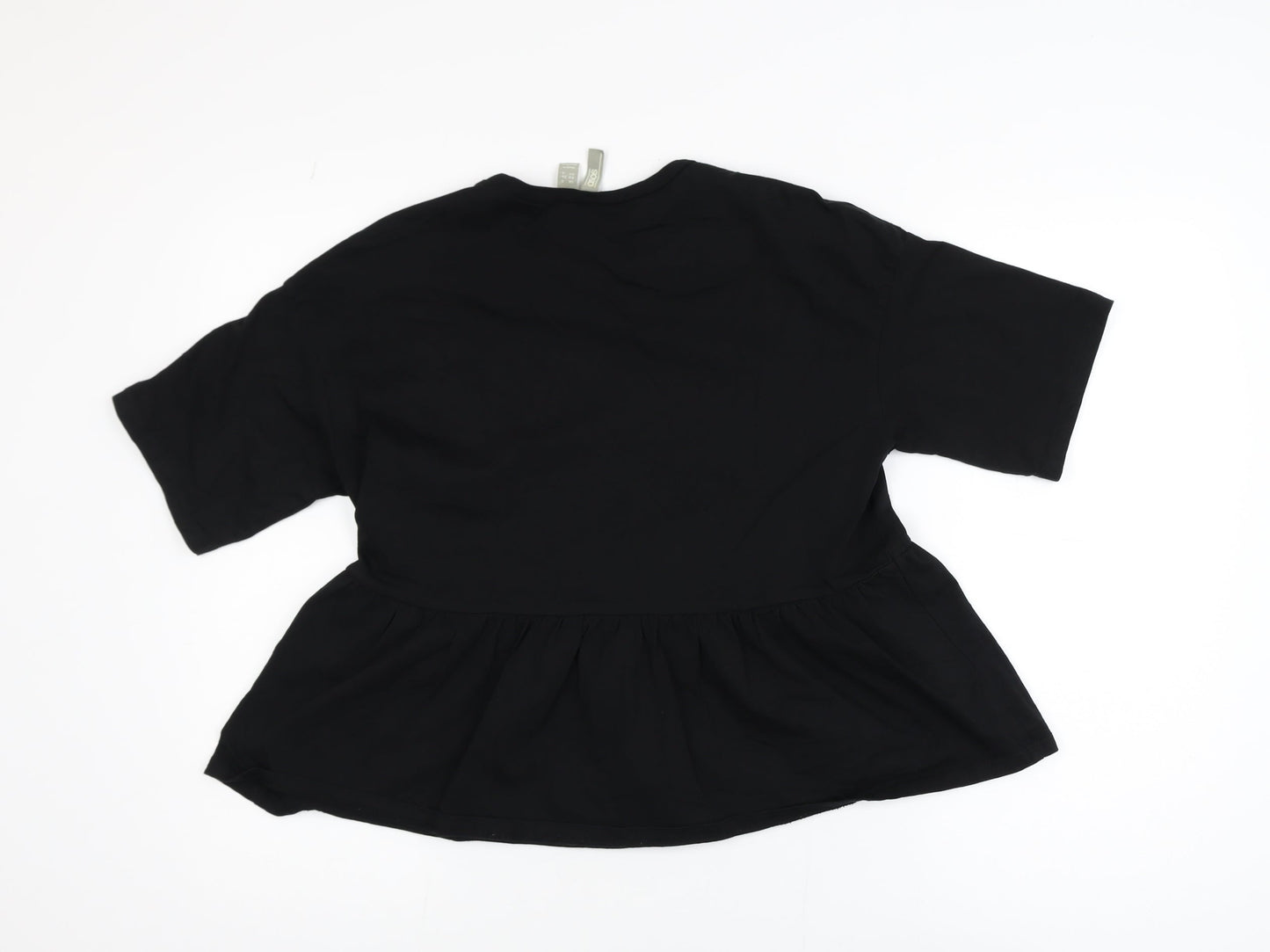 ASOS Women’s Black Peplum Blouse Size 8 Short Sleeve Casual Top