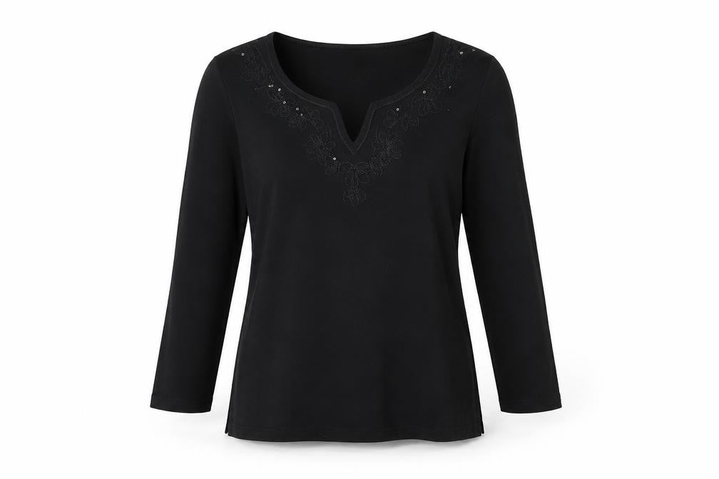 Marks & Spencer Women’s Black Cotton Long Sleeve V-Neck Blouse Size 10