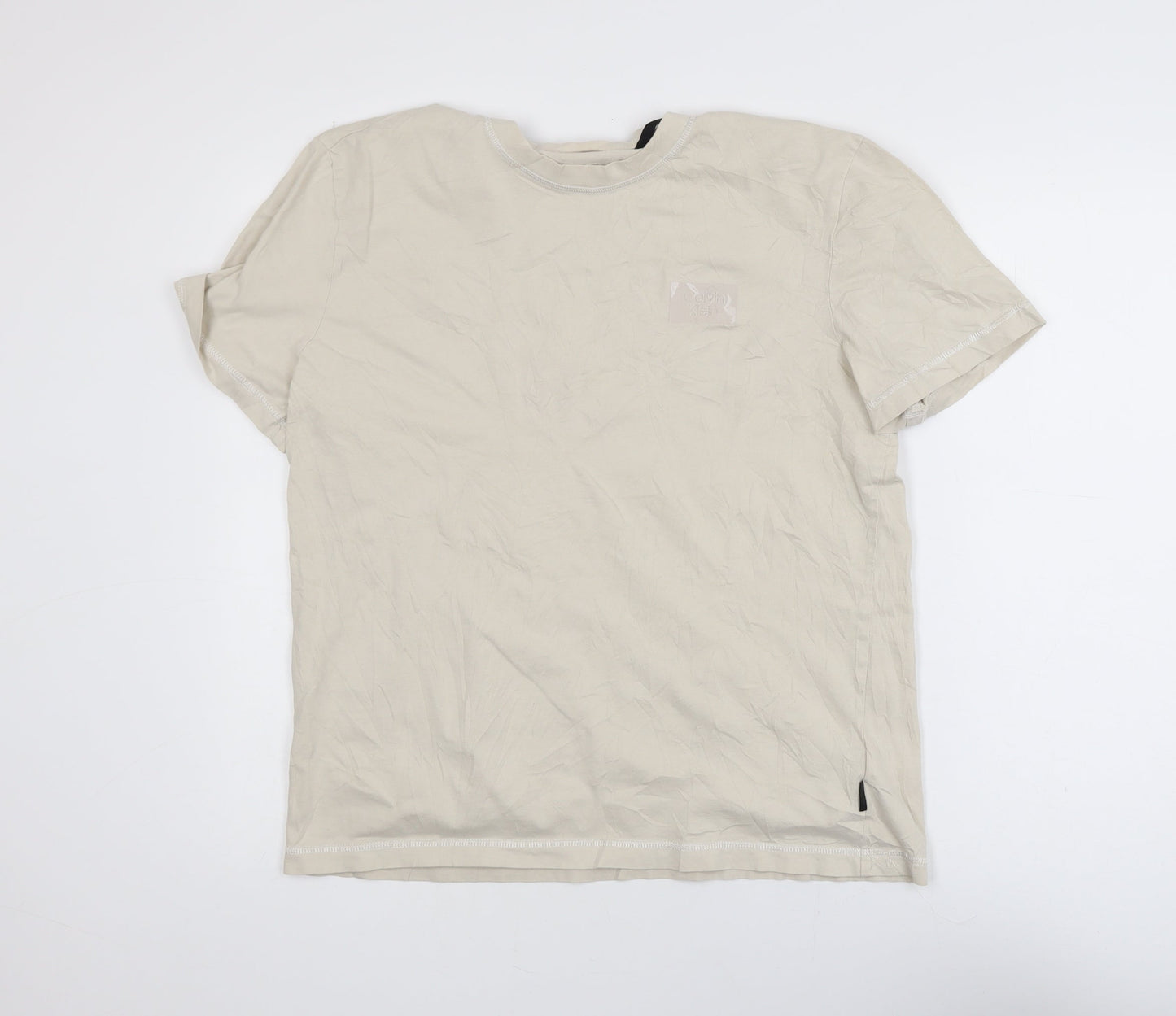 Calvin Klein Men's Beige Cotton Crew Neck XL T-Shirt