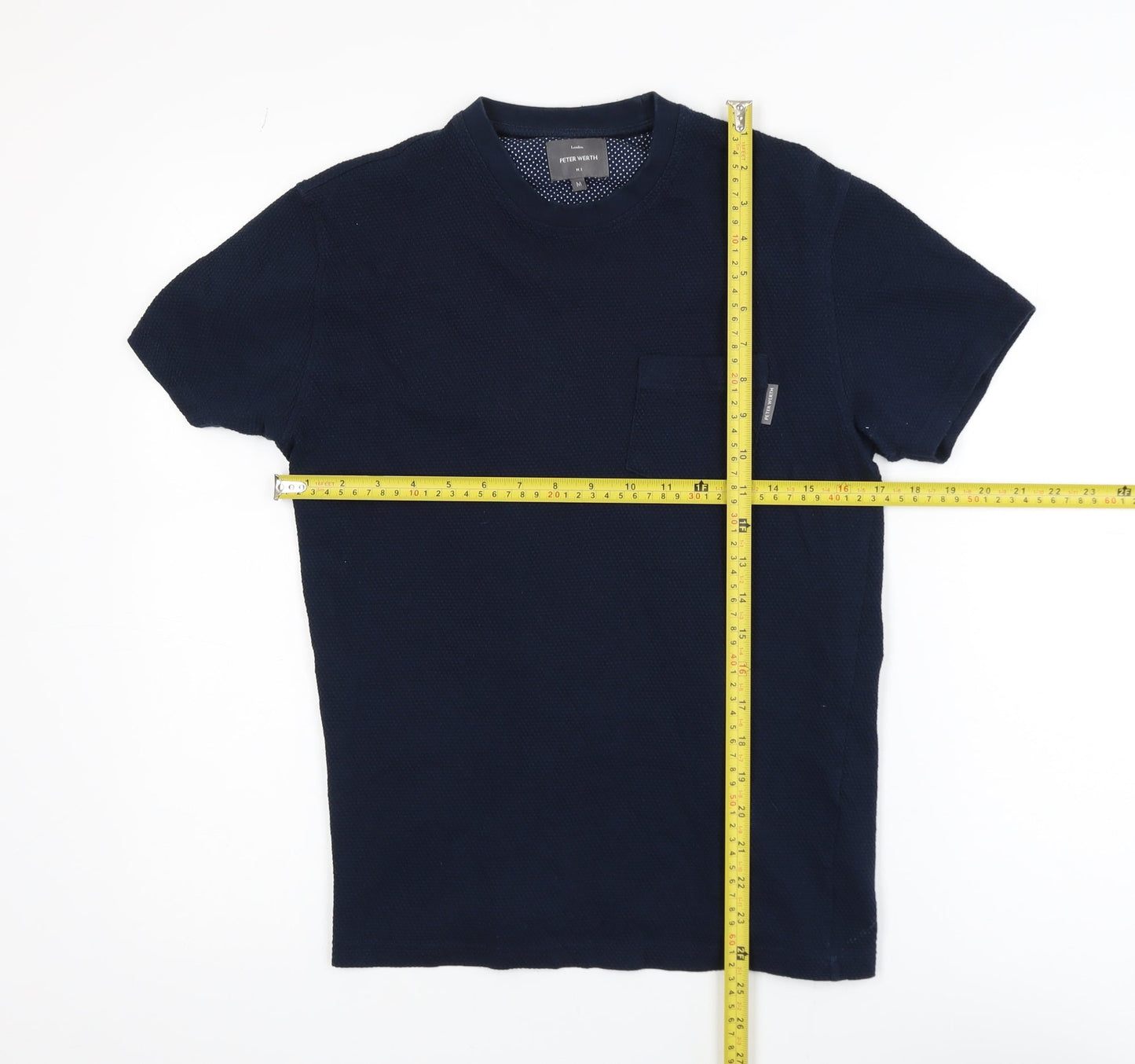 Peter Werth Men's Navy Blue Cotton Crew Neck Short Sleeve T-Shirt M