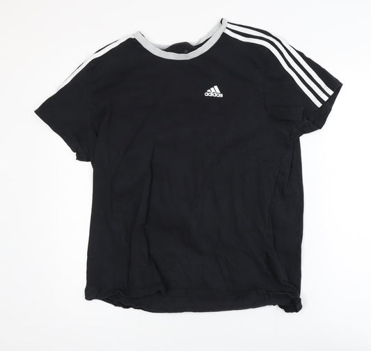 Adidas Men's Black Large Sports Crew Neck Cotton T-Shirt