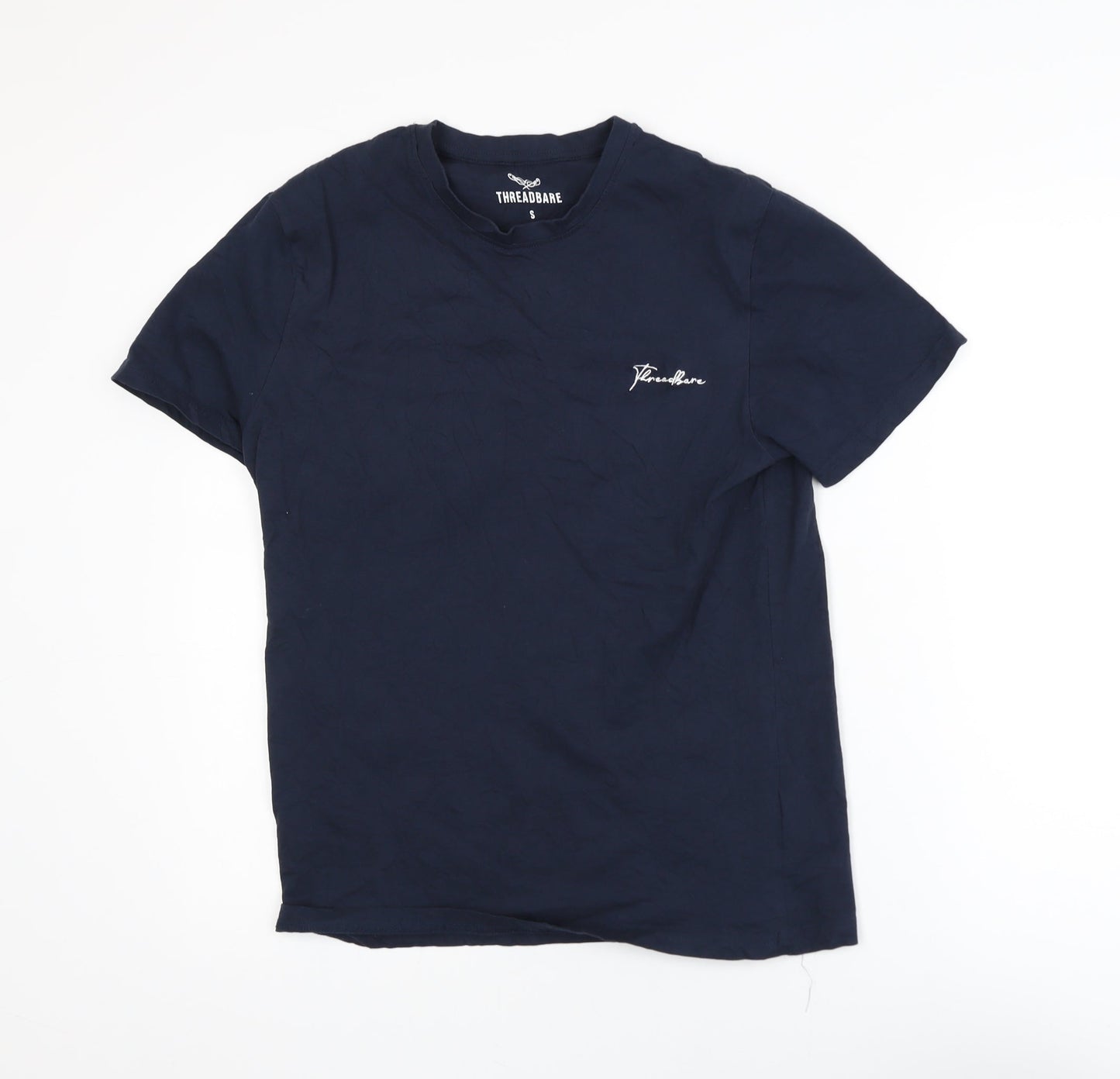 Threadbare Men's Blue Crew Neck Short Sleeve Cotton T-Shirt Size S