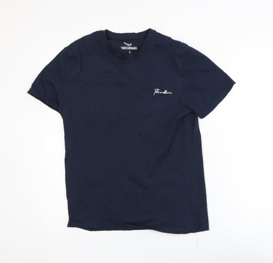 Threadbare Men's Blue Crew Neck Short Sleeve Cotton T-Shirt Size S
