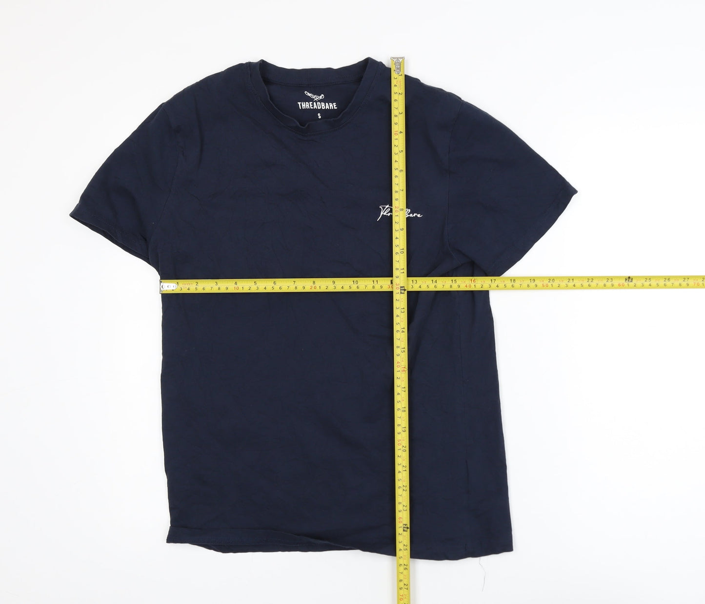 Threadbare Men's Blue Crew Neck Short Sleeve Cotton T-Shirt Size S
