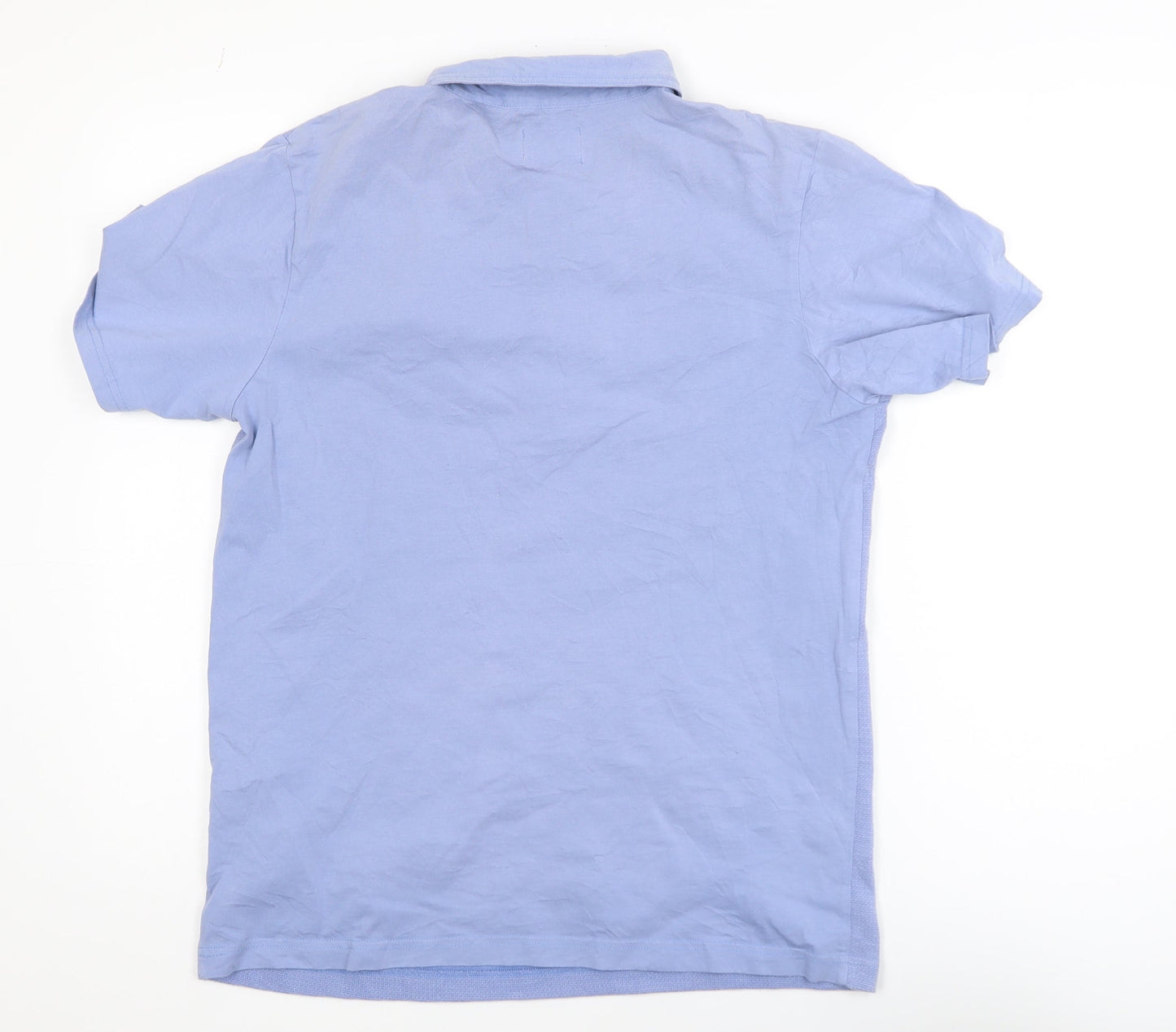 Farah Men's Blue Collared Short Sleeve Cotton T-Shirt Size M