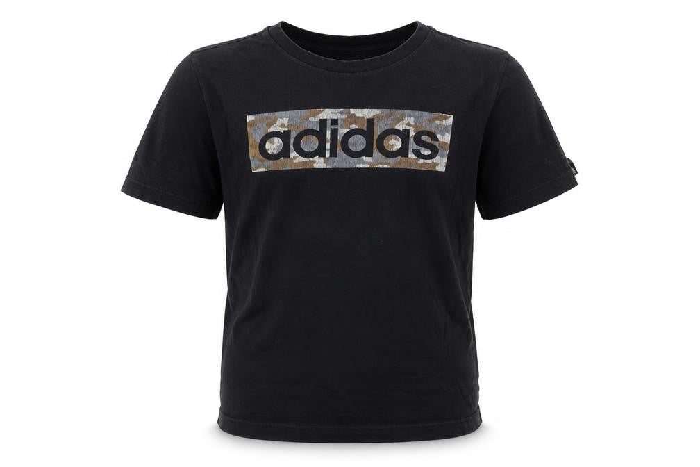 Adidas Boys Black 13-14 Years Logo Graphic Cotton T-Shirt