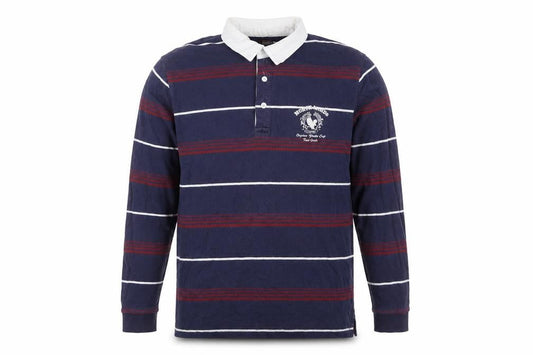 Atlas For Men Blue Striped Long Sleeve Rugby Shirt Size L Cotton