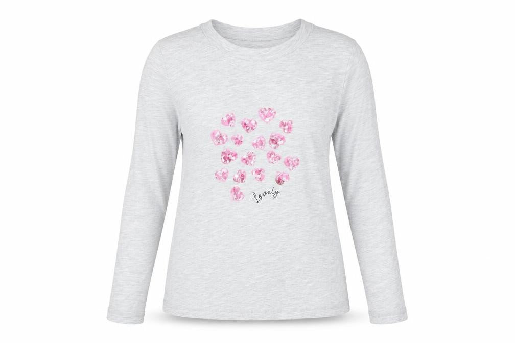 Oasis Women’s Grey Sequin Heart Long Sleeve T-Shirt Size S