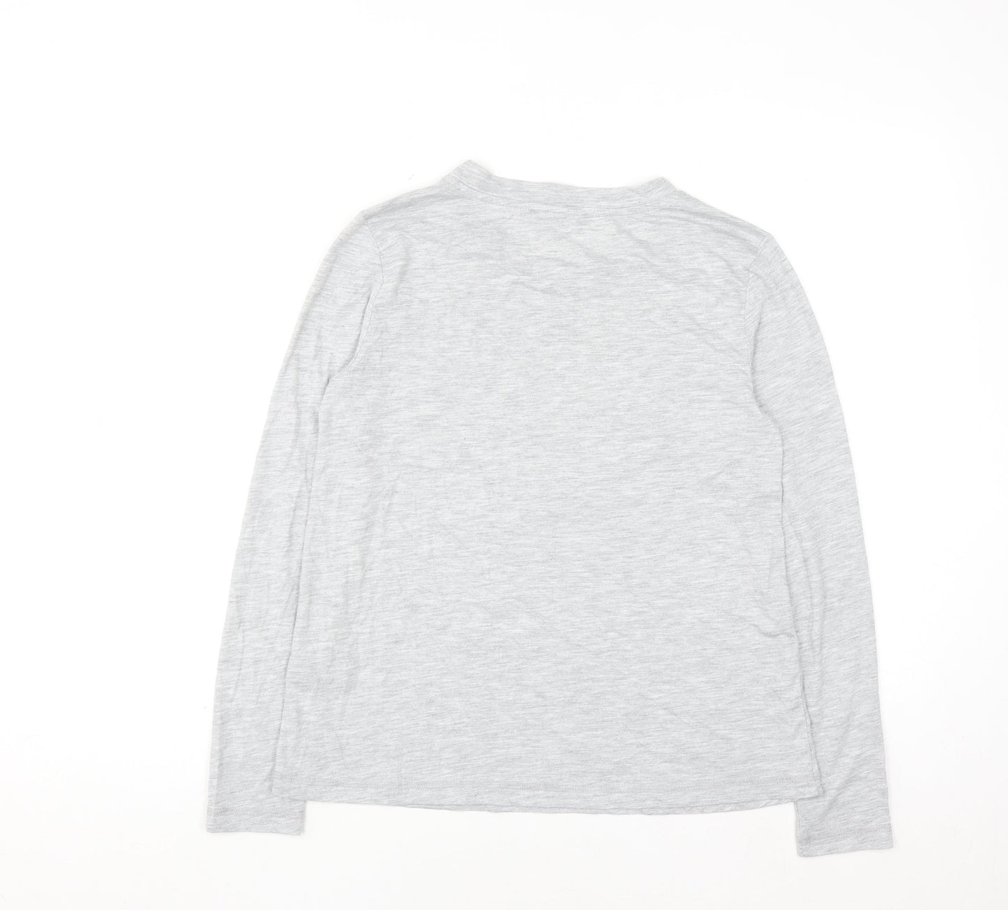 Oasis Women’s Grey Sequin Heart Long Sleeve T-Shirt Size S