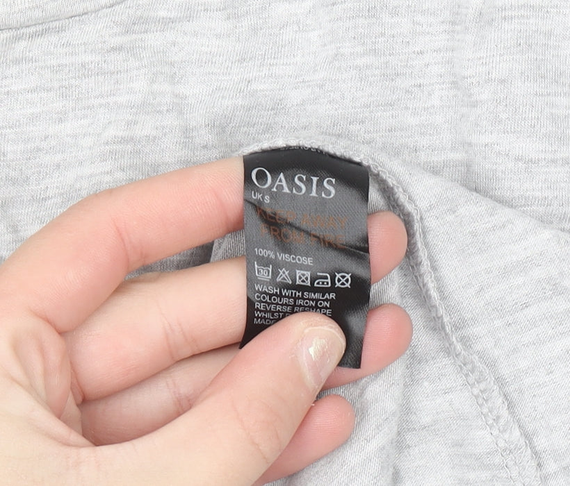 Oasis Women’s Grey Sequin Heart Long Sleeve T-Shirt Size S