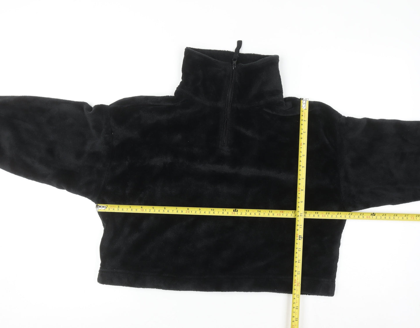 ASOS DESIGN Women Black UK 8 Petite Fleece 1/2 Zip Pullover Sweatshirt