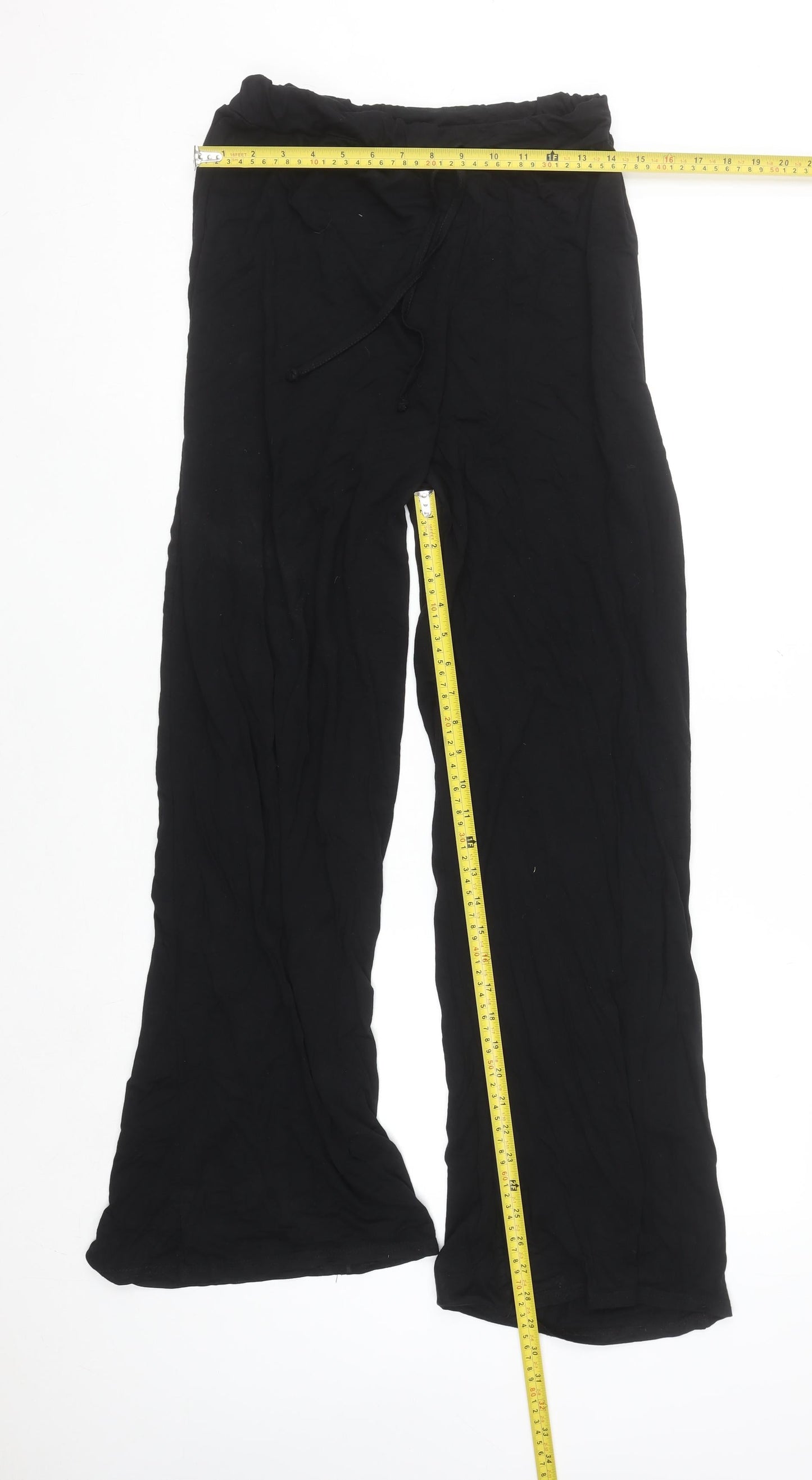 Karen Millen Women’s Black Wide-Leg Viscose Trousers UK 12