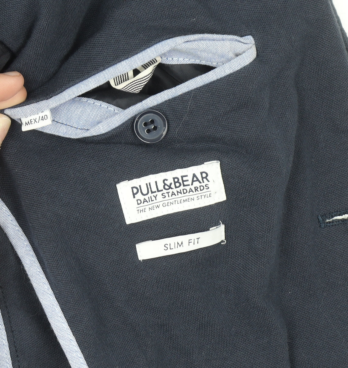 Pull & Bear Women Navy Blue Slim Fit Single-Breasted Blazer Size 12