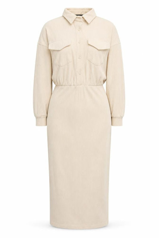 Missguided Women Beige Collared Midi Shirt Dress Size 12