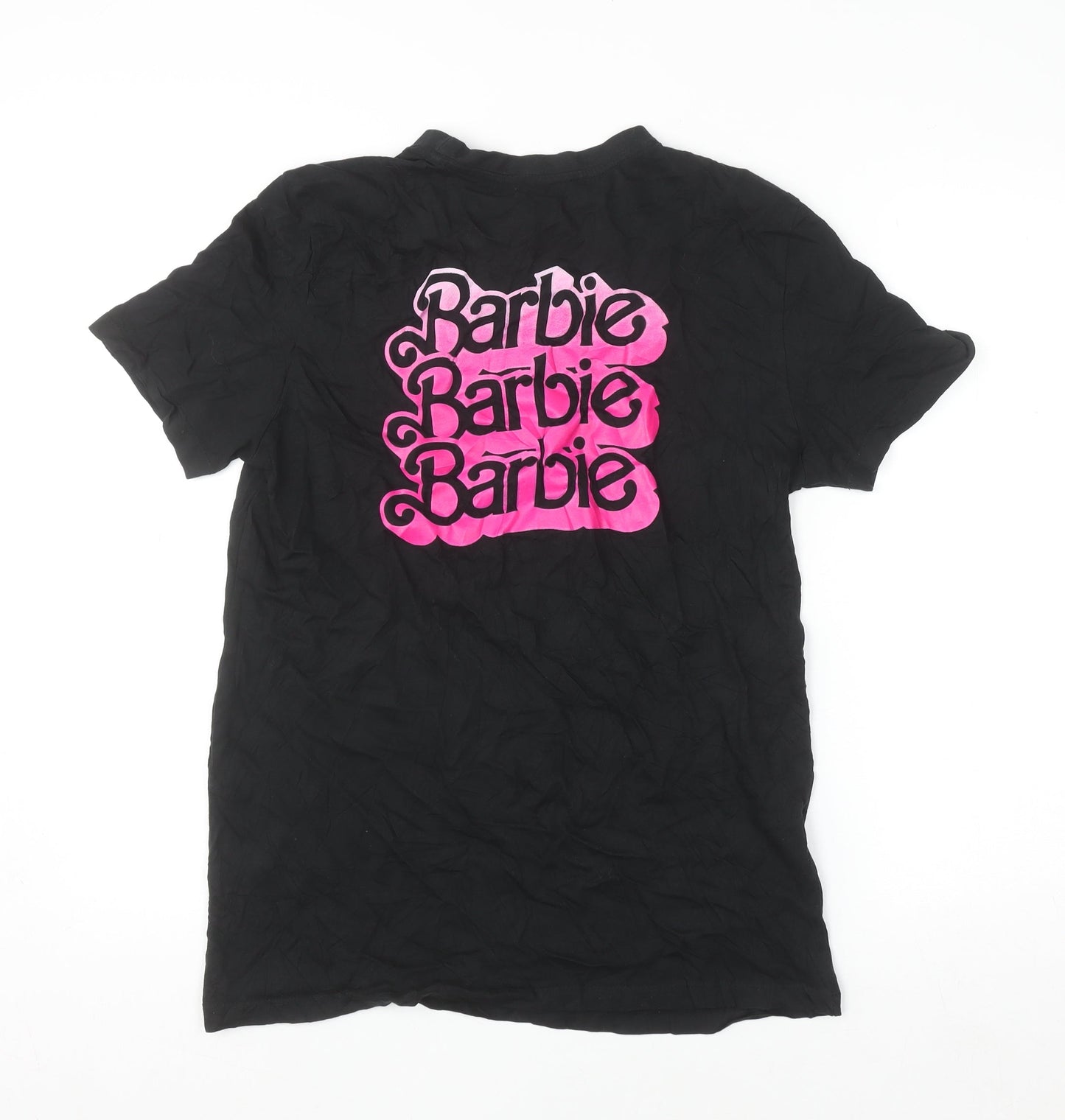 Barbie Womens Black Cotton T-Shirt Small Short Sleeve Movie Print