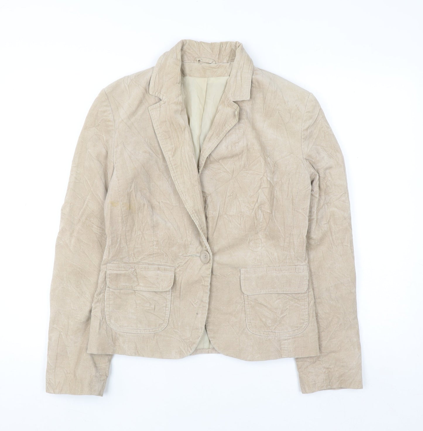 New Look Women Beige Corduroy Blazer UK 12 Business Casual