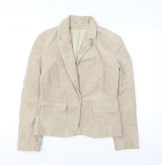 New Look Women Beige Corduroy Blazer UK 12 Business Casual