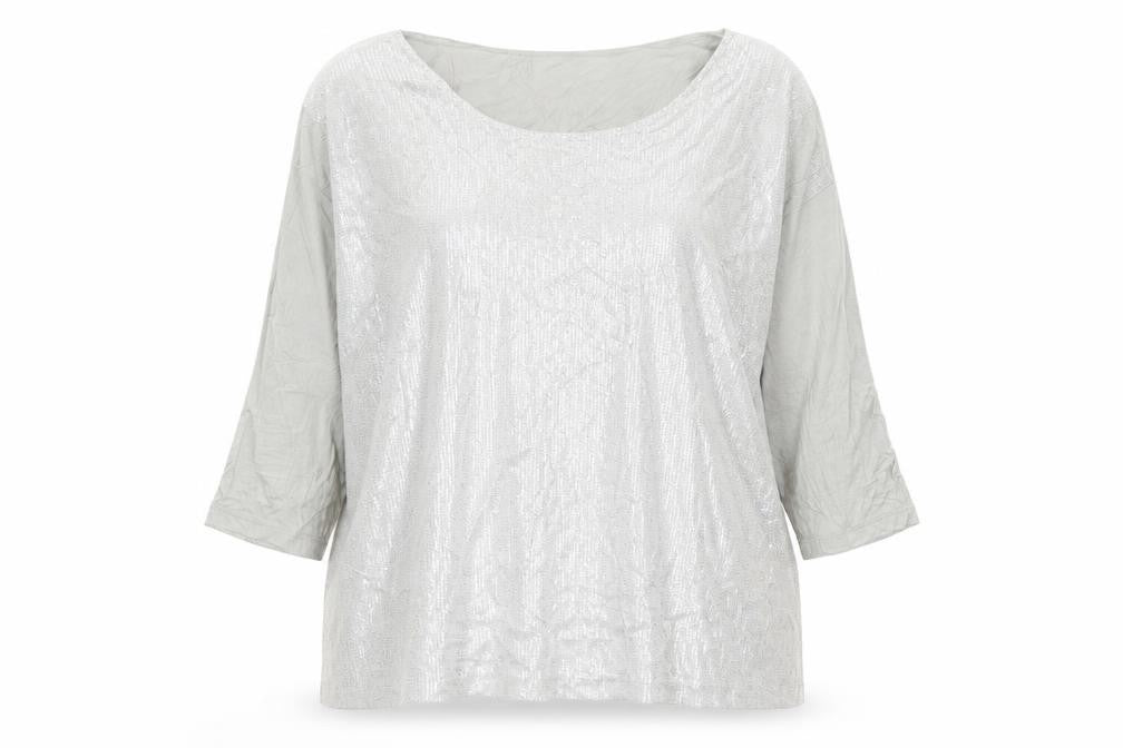 Marks & Spencer Womens Silver Sequin 3/4 Sleeve T-Shirt Size 18