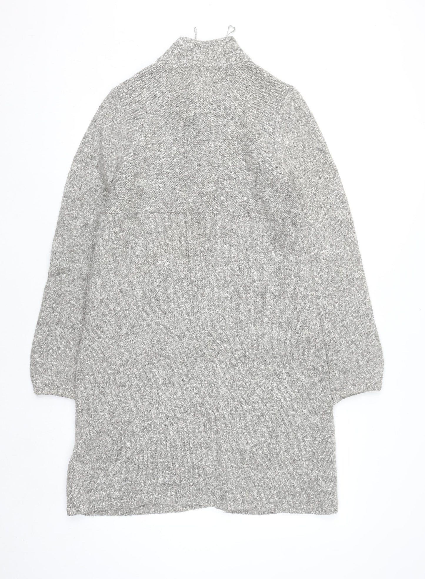 Rocha.John Rocha Women Grey Button Cardigan Size 14 Long Knit Alpaca Blend