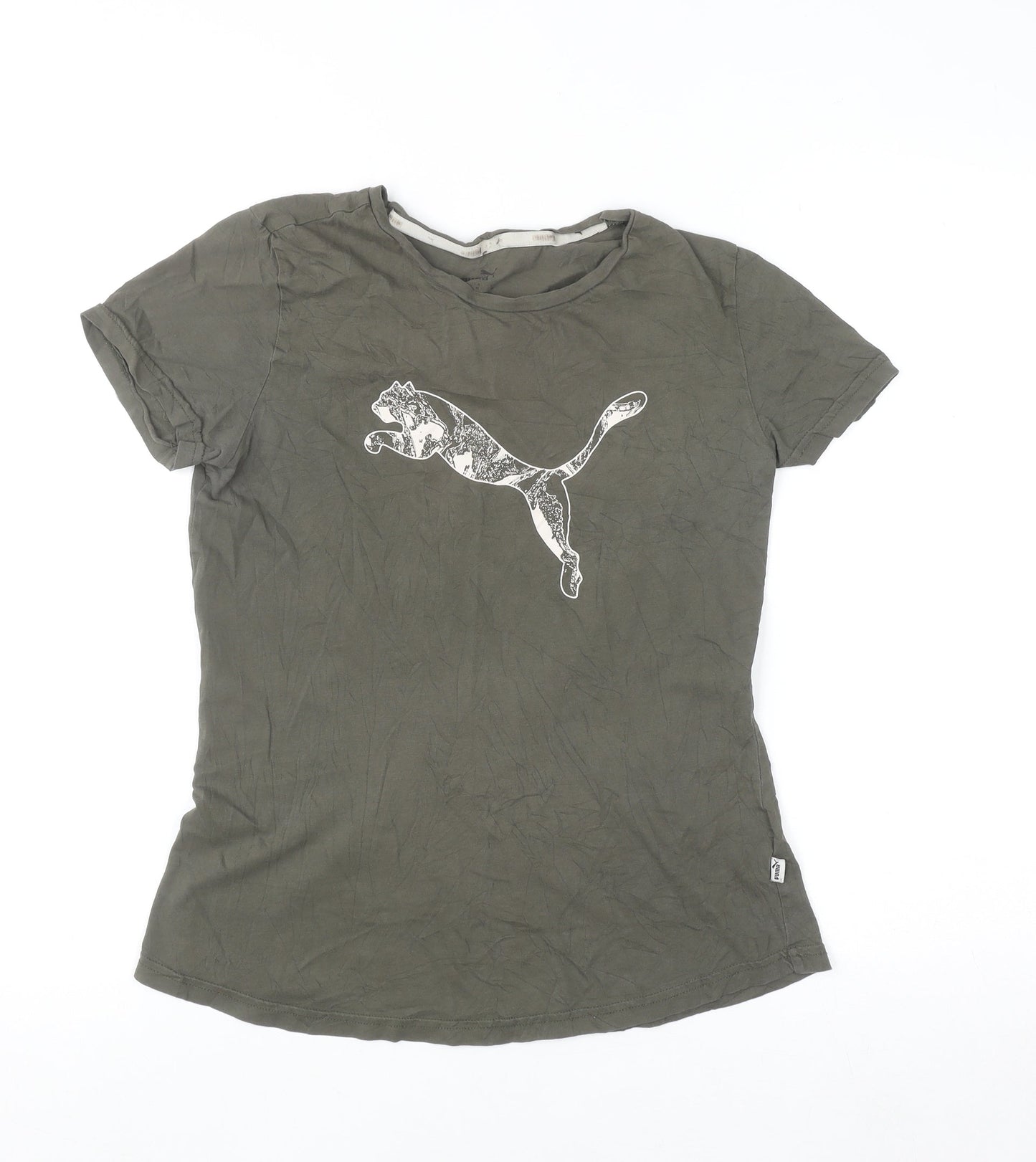 Puma Women's Green Short Sleeve Crew Neck Cotton T-Shirt M