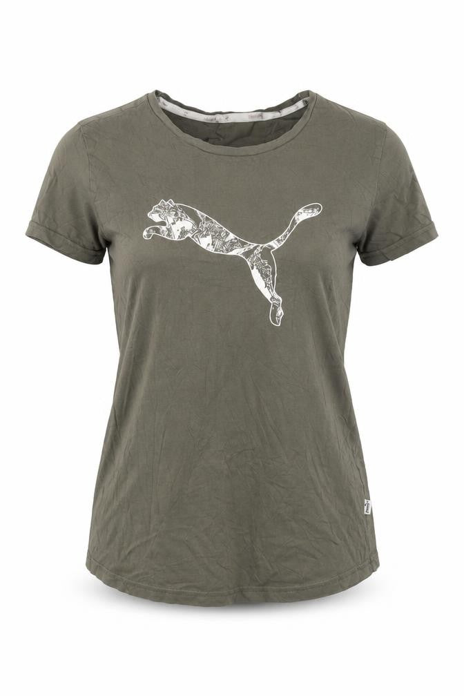 Puma Women's Green Short Sleeve Crew Neck Cotton T-Shirt M