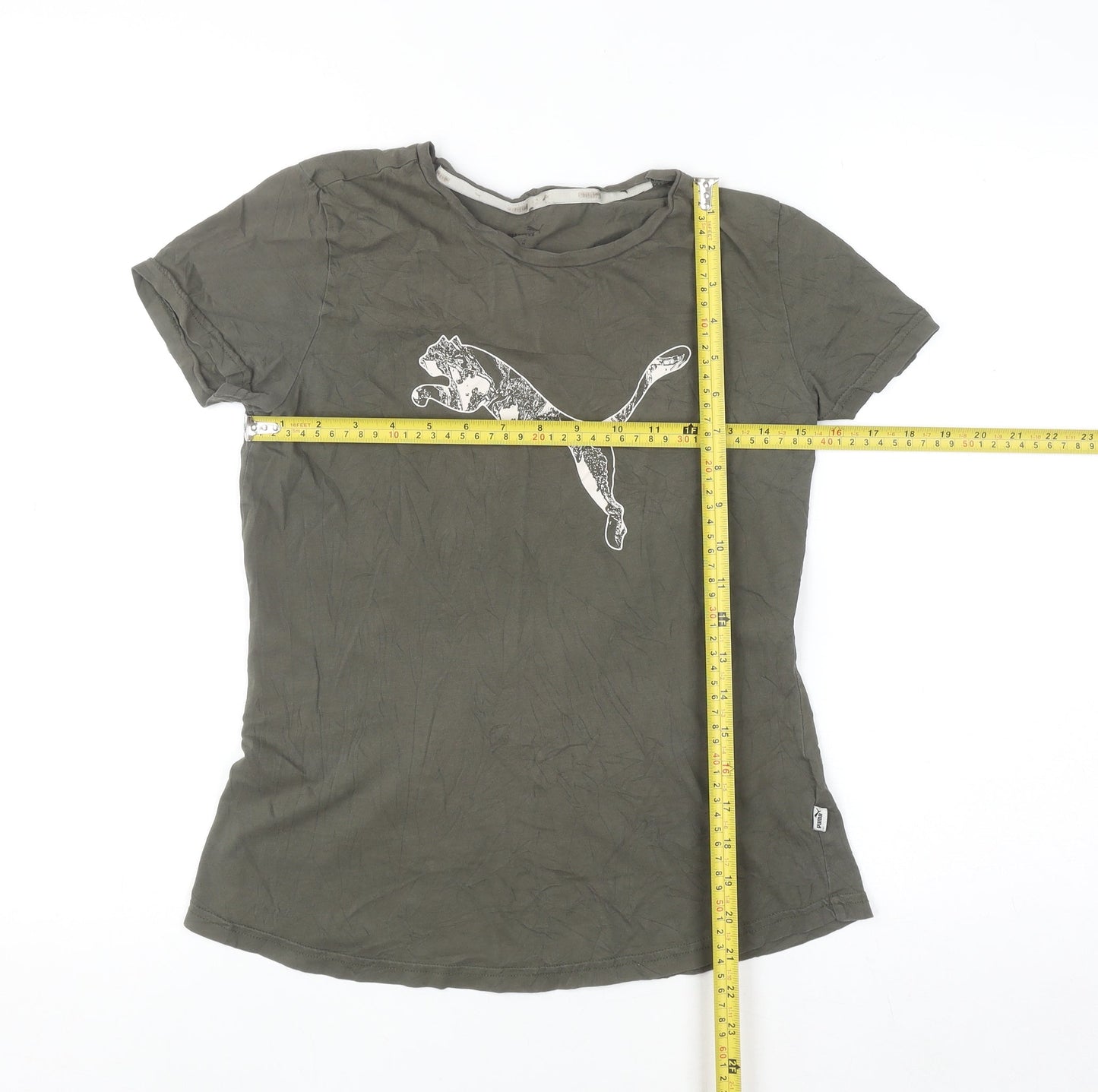 Puma Women's Green Short Sleeve Crew Neck Cotton T-Shirt M