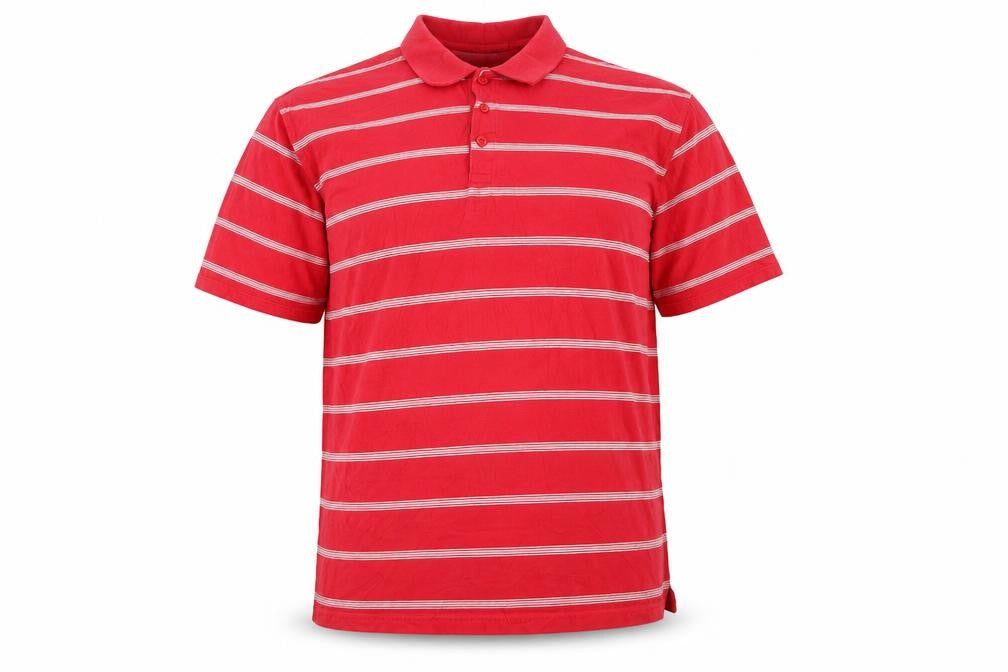 James Pringle Golf Red Striped Cotton Polo Shirt Men's XL