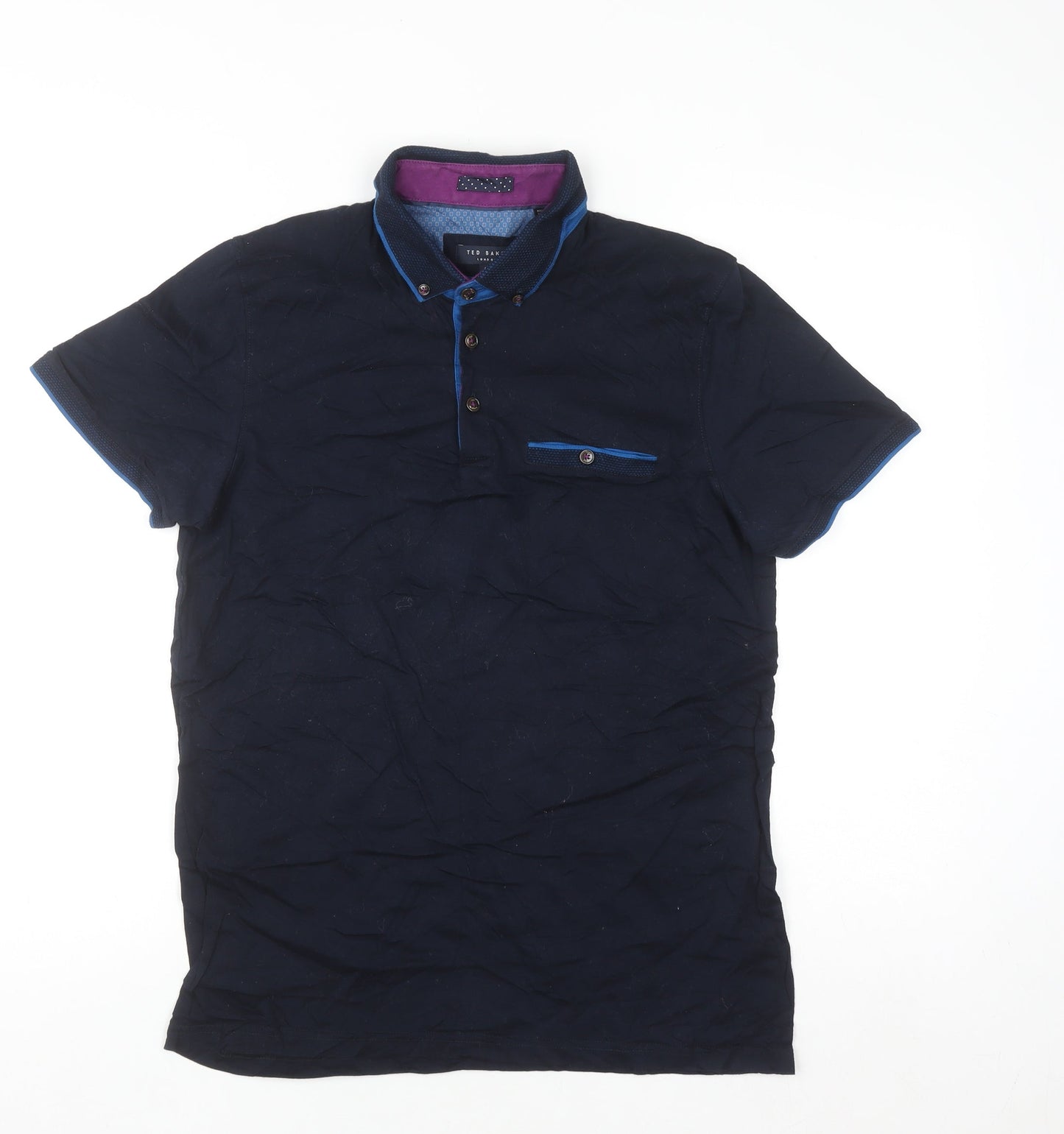 Ted Baker Men's Blue Slim Fit Short Sleeve Button-Up Shirt Size M