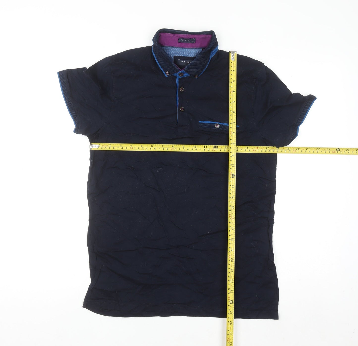 Ted Baker Men's Blue Slim Fit Short Sleeve Button-Up Shirt Size M