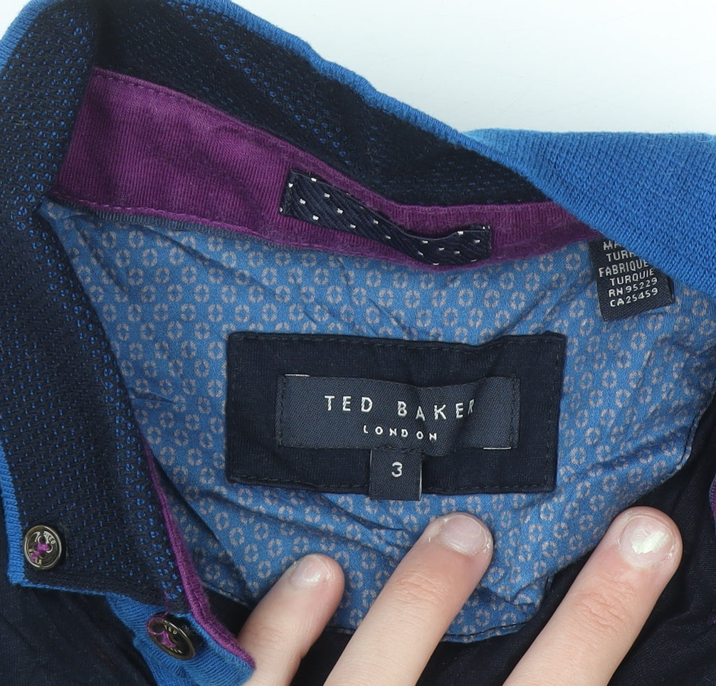 Ted Baker Men's Blue Slim Fit Short Sleeve Button-Up Shirt Size M