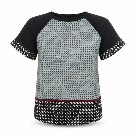 Next Women's Black Geometric Raglan Short Sleeve T-Shirt Size 10