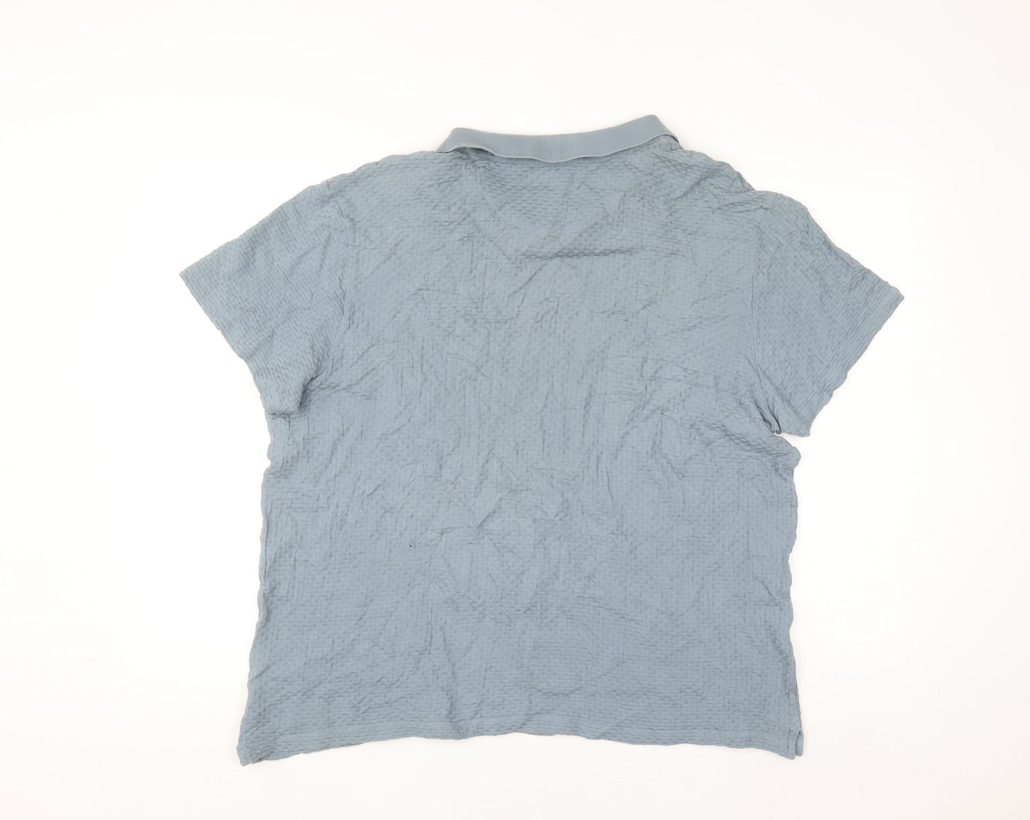 Hammond & Co Men's Blue Cotton Textured Short Sleeve Polo Shirt XL