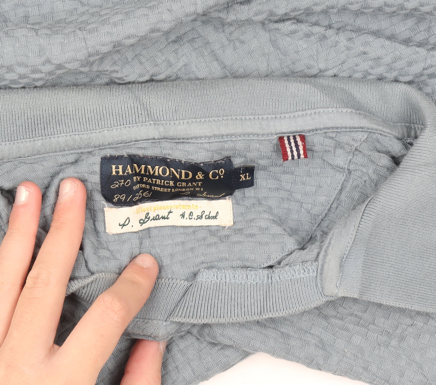 Hammond & Co Men's Blue Cotton Textured Short Sleeve Polo Shirt XL