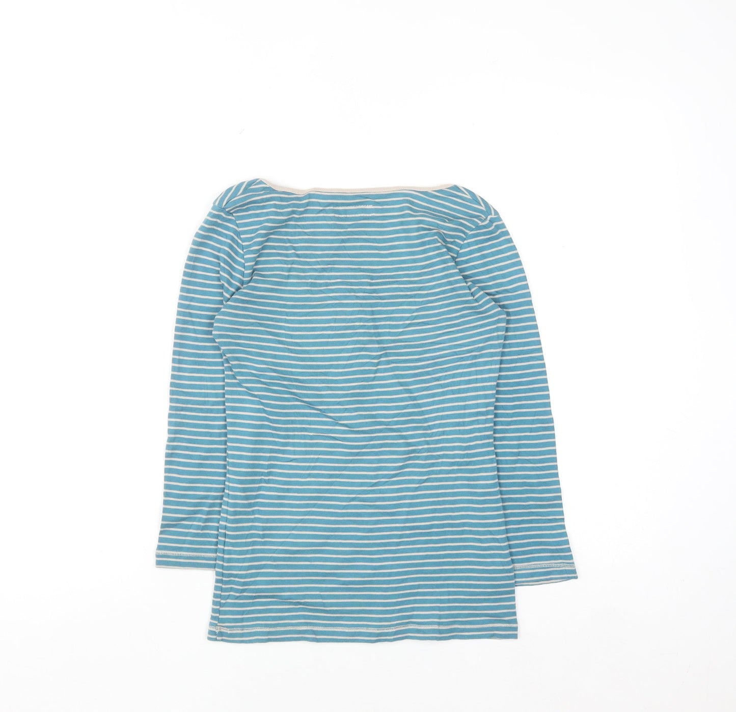 Monsoon Women Blue Striped Henley 3/4 Sleeve T-Shirt Size 12