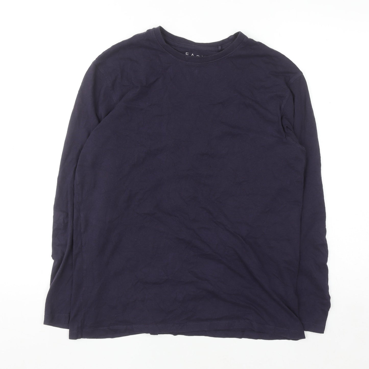 Easy Women's Blue Long Sleeve 100% Cotton Basic T-Shirt Size S